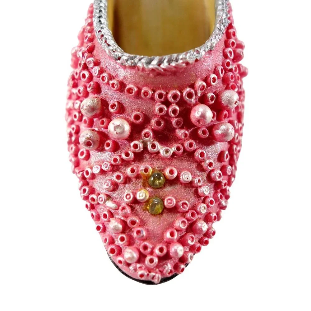 Vintage‎ Mini Pink Resin Heeled Shoe Seed Beads and Pearls